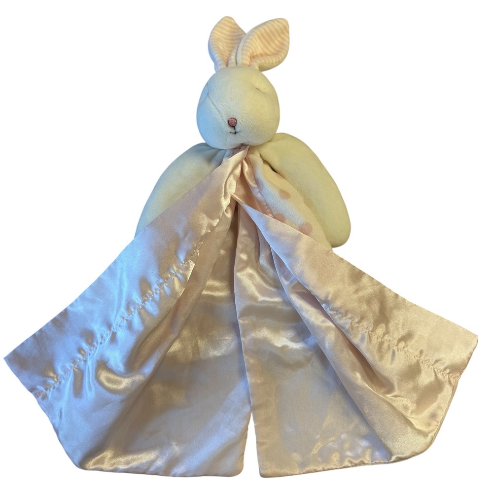 Bunnies by the Bay Bud Bunny Pink Polka Dot Satin Lovey Security Blanket EUC - Picture 3 of 5
